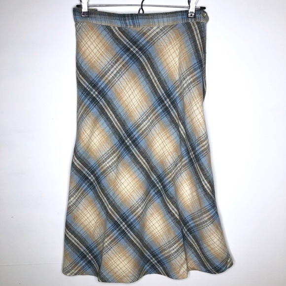 VINTAGE Plaid Wool Blend Skirt - Picture 4 of 4